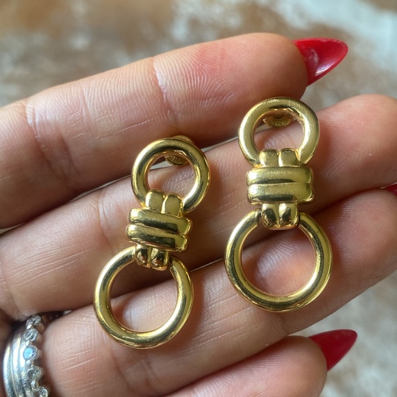 Monet Elegant Gold Hoop Earrings - Picture 6 of 6